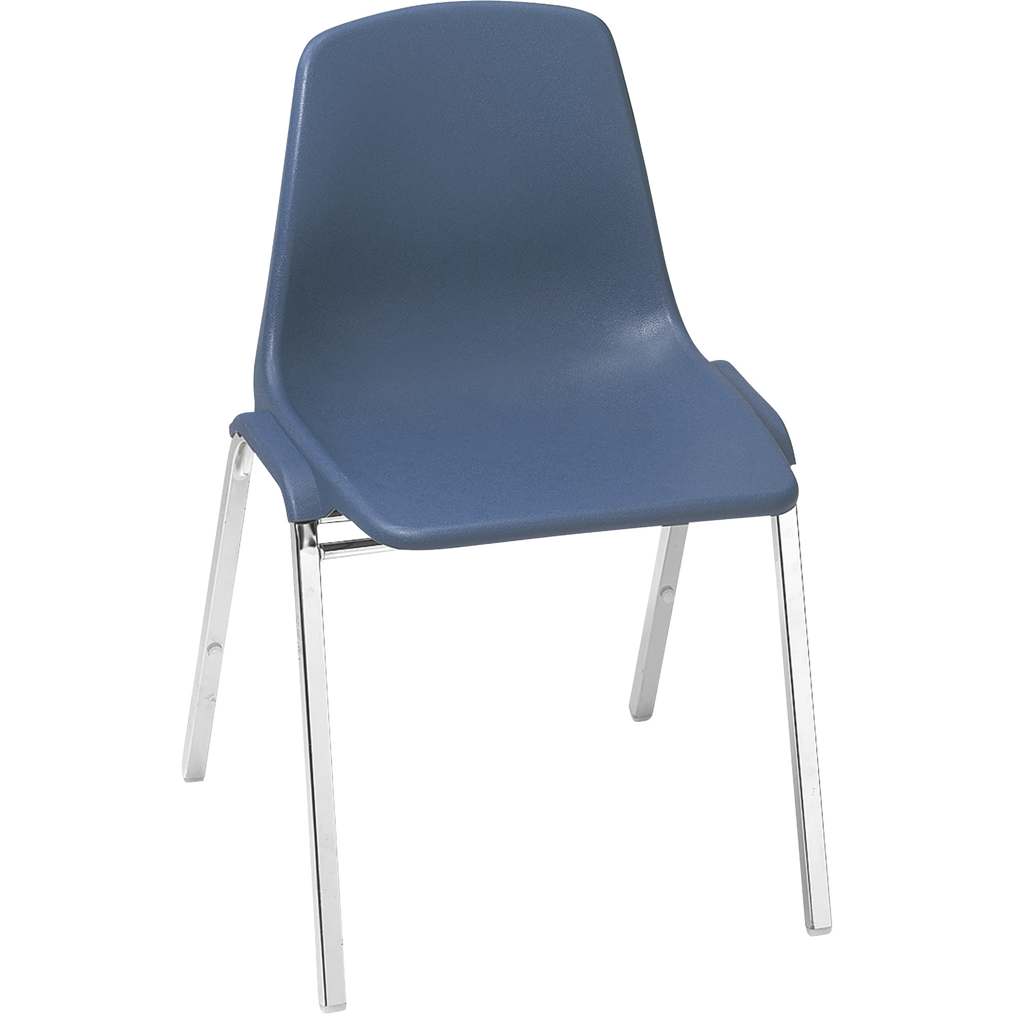 National Public Seating Chrome Metal Stacking Chair with Poly Shell Back and Seat, Blue, Model# 8125